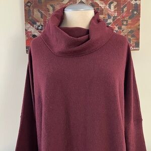 Smartwool Burgundy Drapey Cowl-Neck Merino Wool Blend Sweater | XS